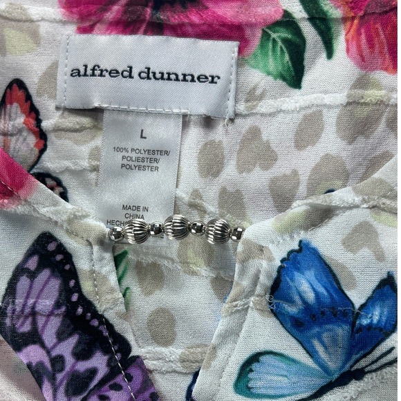 Alfred Dunner Womens Large Floral Butterfly Blue Border Tunic Top Blouse NEW - Picture 7 of 9
